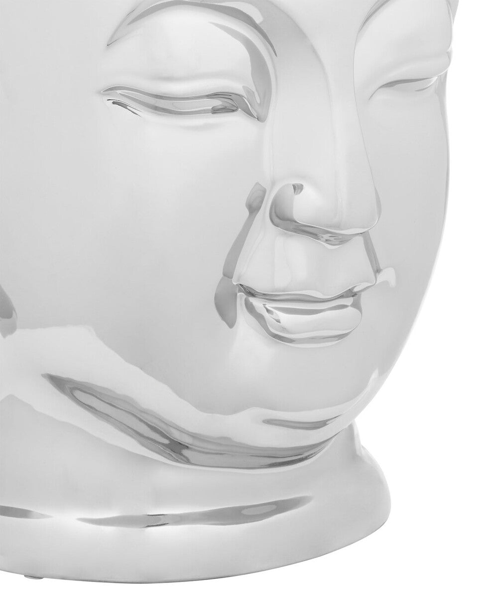 Torcello Silver Finish Ceramic Buddha Side Table and Stool