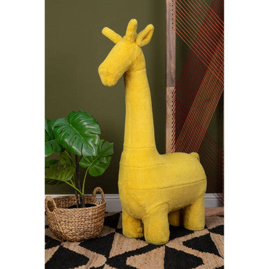 Jungle Safari Yellow Faux Fur Giraffe Kids Stool