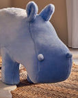 Jungle Safari Blue Faux Fur Hippo Kids Stool