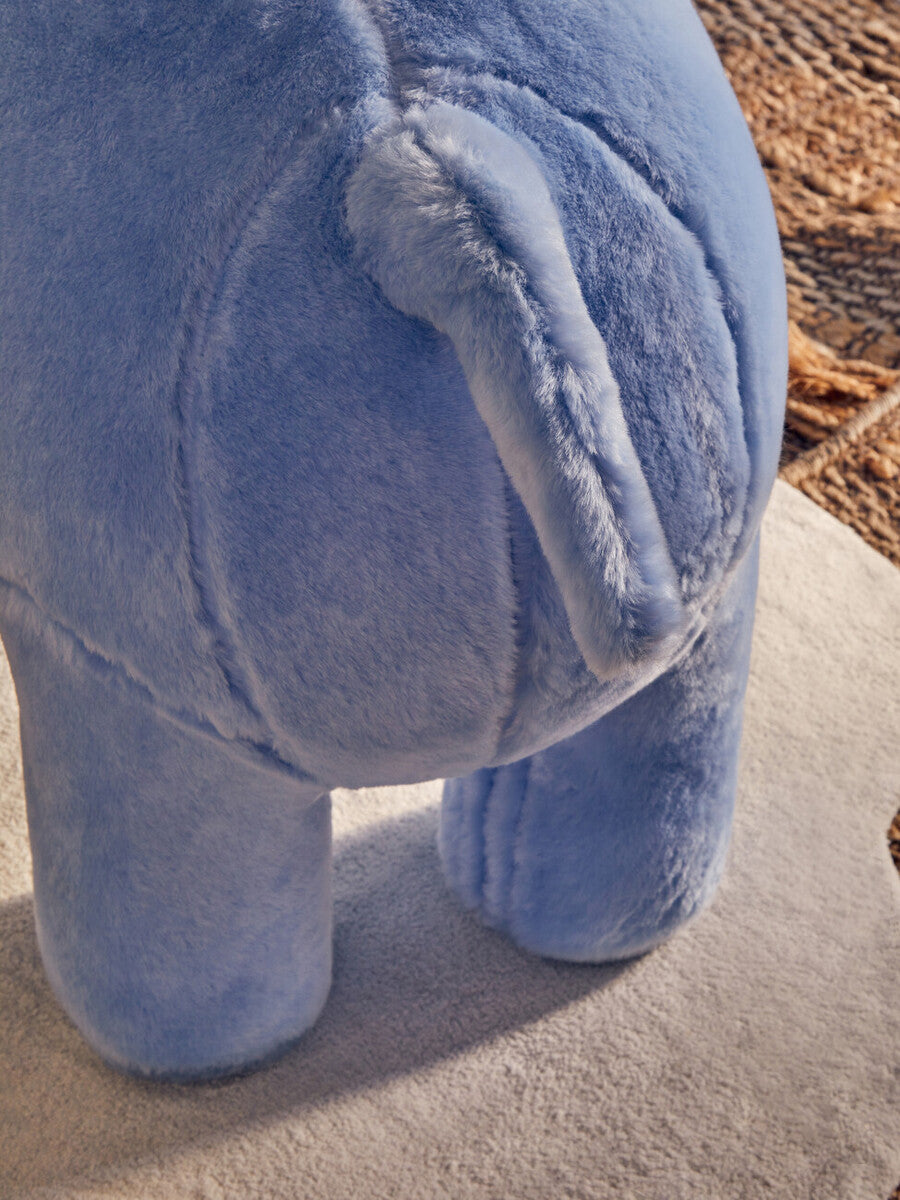 Jungle Safari Blue Faux Fur Hippo Kids Stool