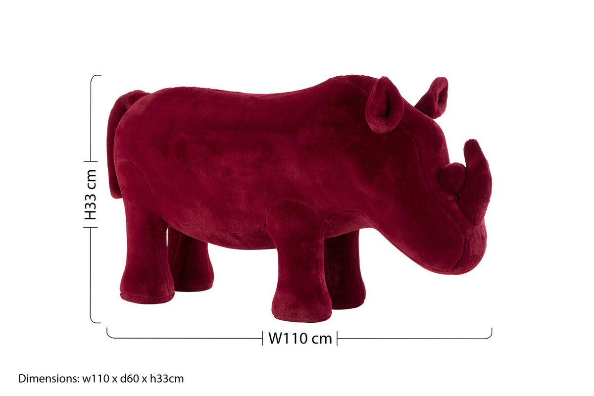 Jungle Safari Maroon Faux Fur Rhino Kids Stool