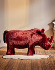 Jungle Safari Maroon Faux Fur Rhino Kids Stool