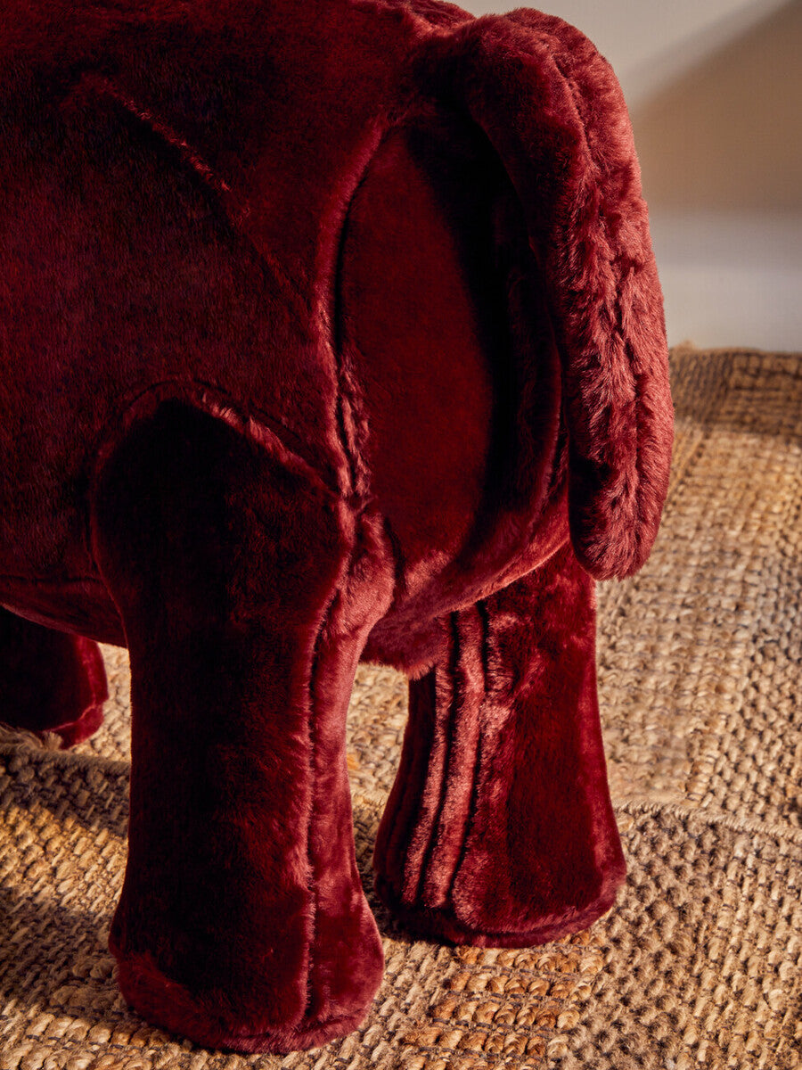 Jungle Safari Maroon Faux Fur Rhino Kids Stool