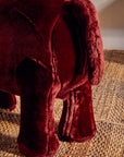 Jungle Safari Maroon Faux Fur Rhino Kids Stool
