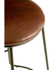 Brixton Brown Leather Effect Bar Stool with Black Finish Legs