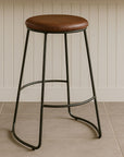 Brixton Brown Leather Effect Bar Stool with Black Finish Legs