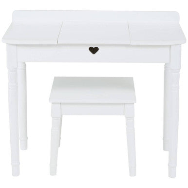 Kids White Finish Dressing Table and Stool Set