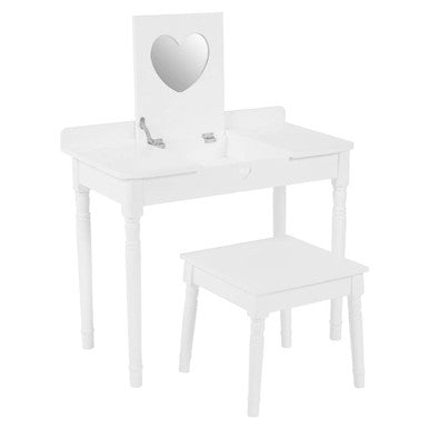 Kids White Finish Dressing Table and Stool Set