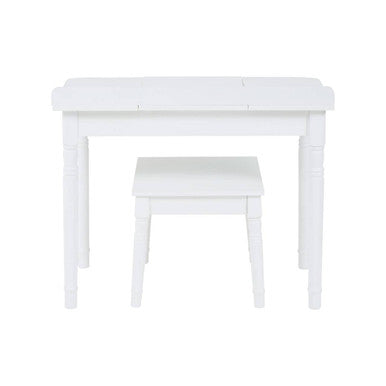 Kids White Finish Dressing Table and Stool Set