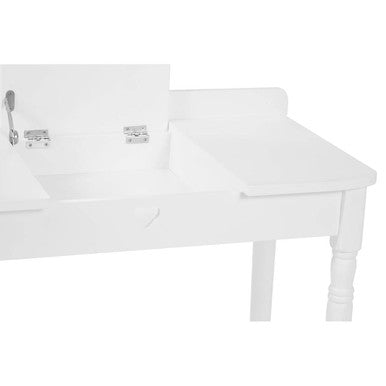 Kids White Finish Dressing Table and Stool Set