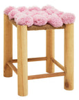 West Village Pink Pom Pom Wooden Stool