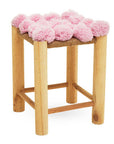 West Village Pink Pom Pom Wooden Stool