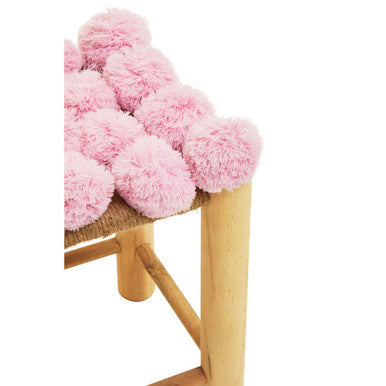 West Village Pink Pom Pom Wooden Stool