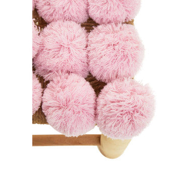 West Village Pink Pom Pom Wooden Stool