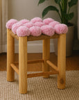 West Village Pink Pom Pom Wooden Stool
