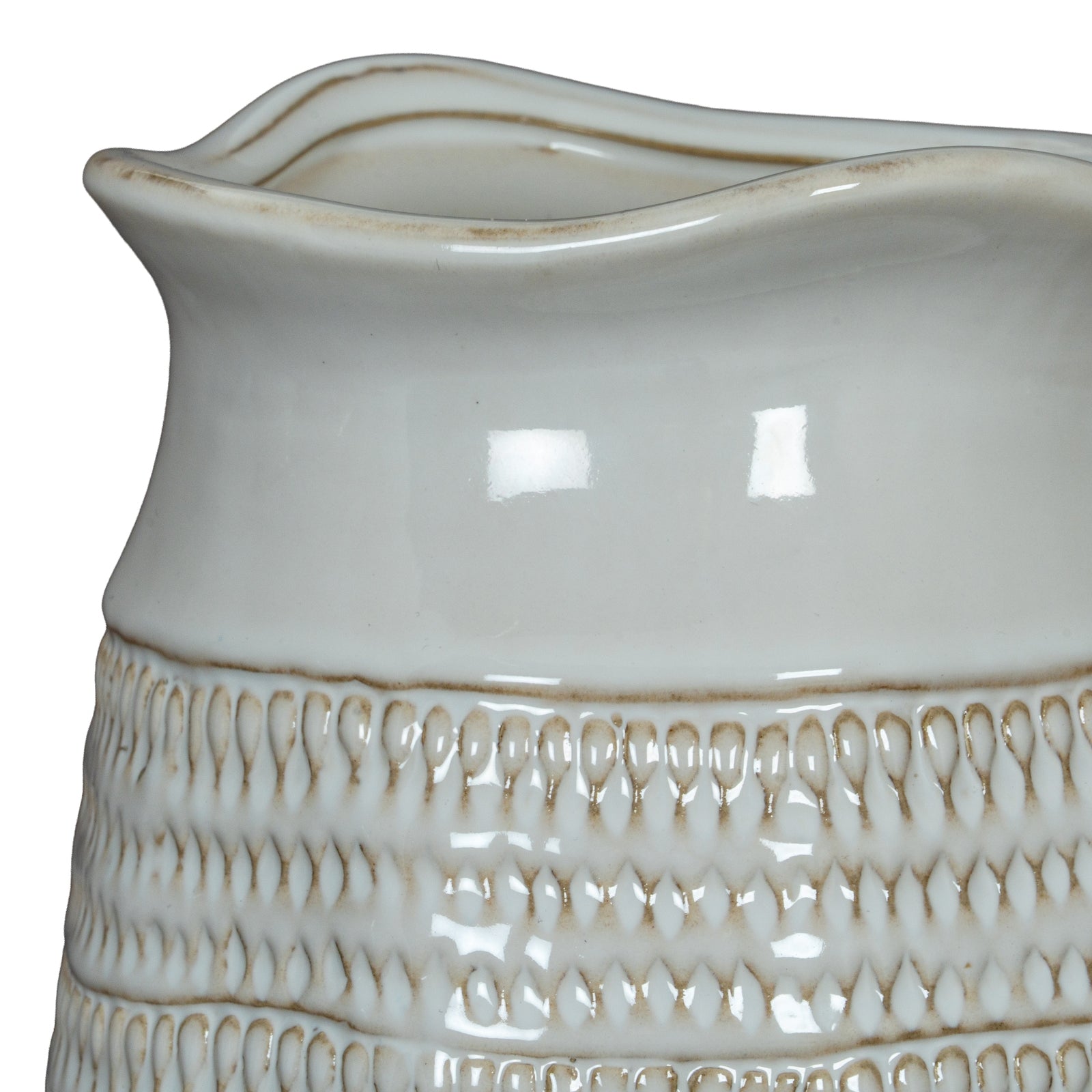 White Ceramic Hewn Surface Vase
