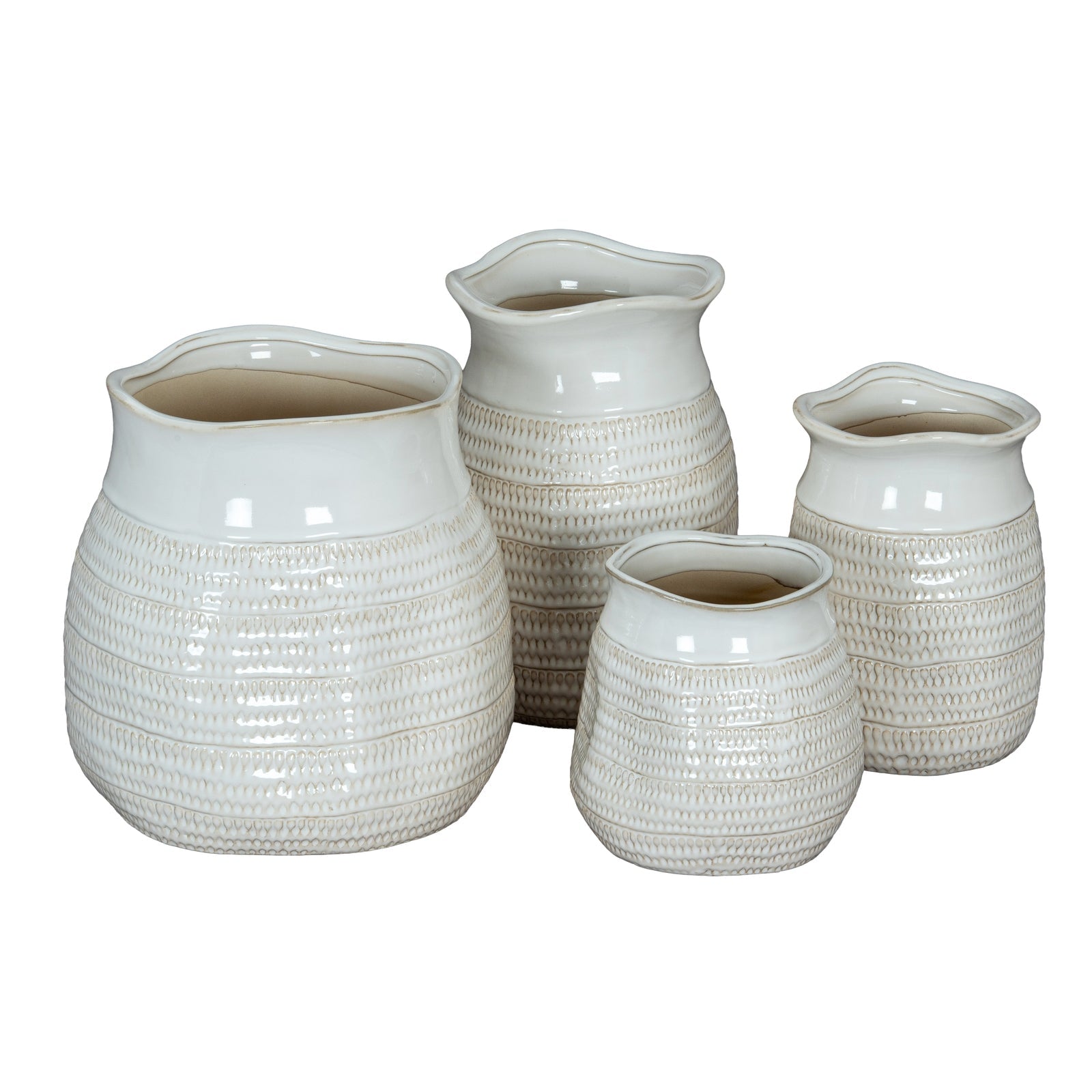White Ceramic Hewn Surface Vase
