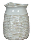 White Ceramic Hewn Surface Vase