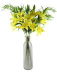 Pack of 6 x Artificial Flowers Large Yellow Lily Stem - 3 Flowers 100cm-1