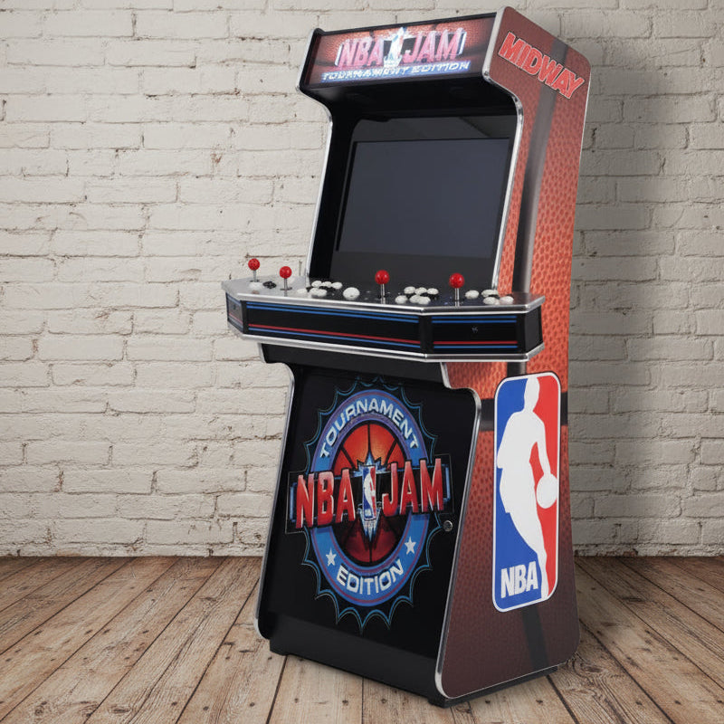 Arcade machine with NBA Jam branding on a white background brixbailey.com