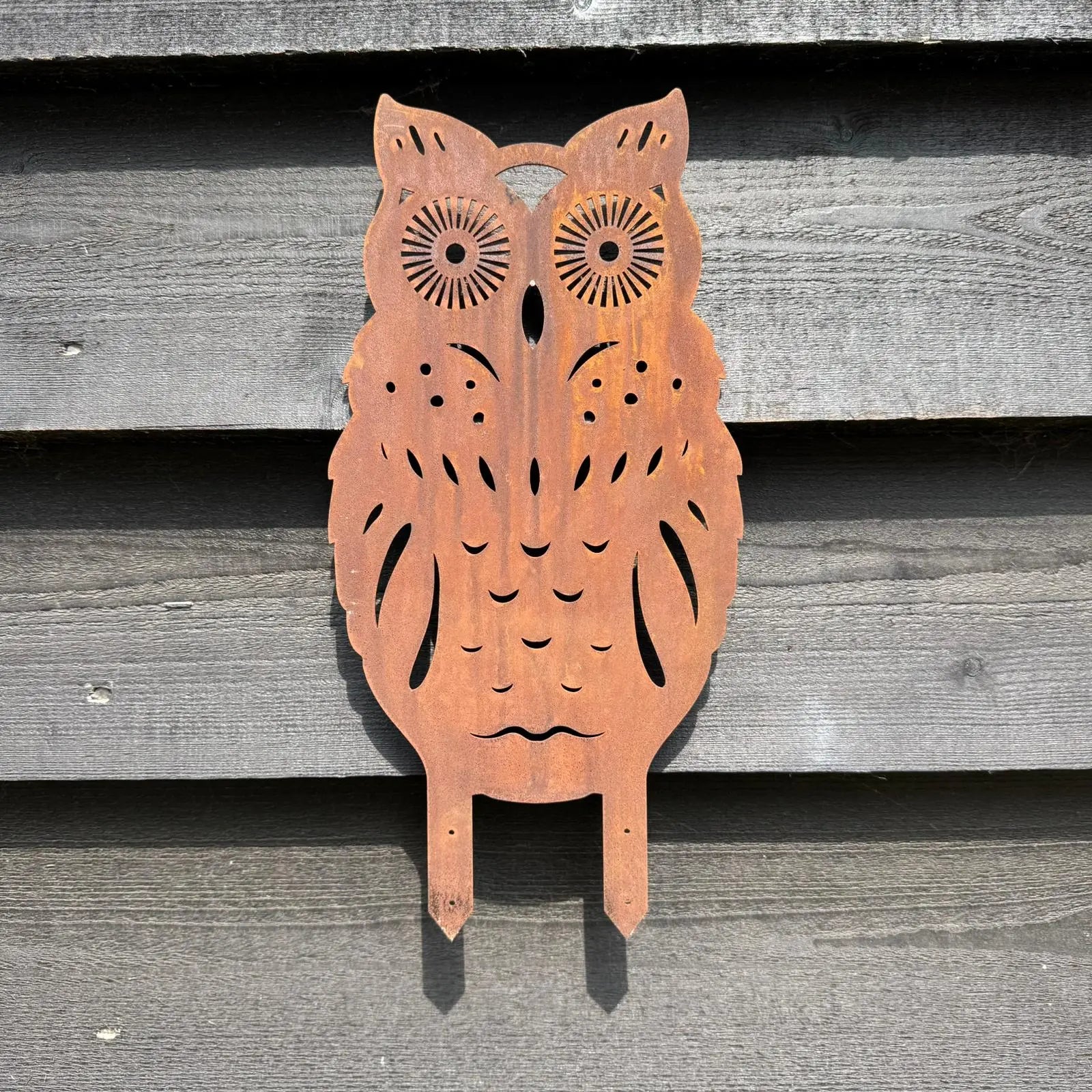 Rusty Metal Standing Owl Garden Decoration