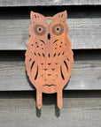 Rusty Metal Standing Owl Garden Decoration