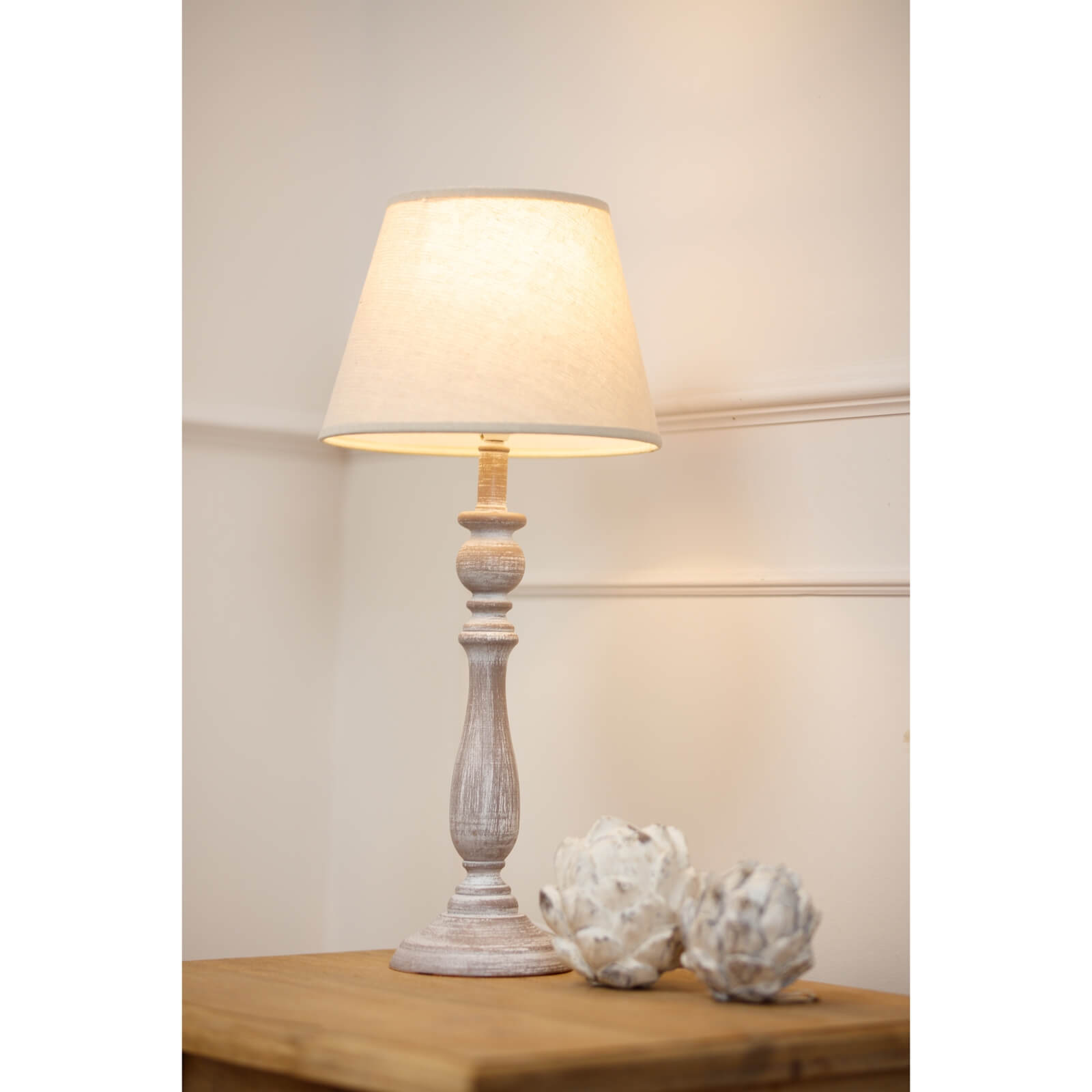 Column Table Lamp with Linen Shade Warm White