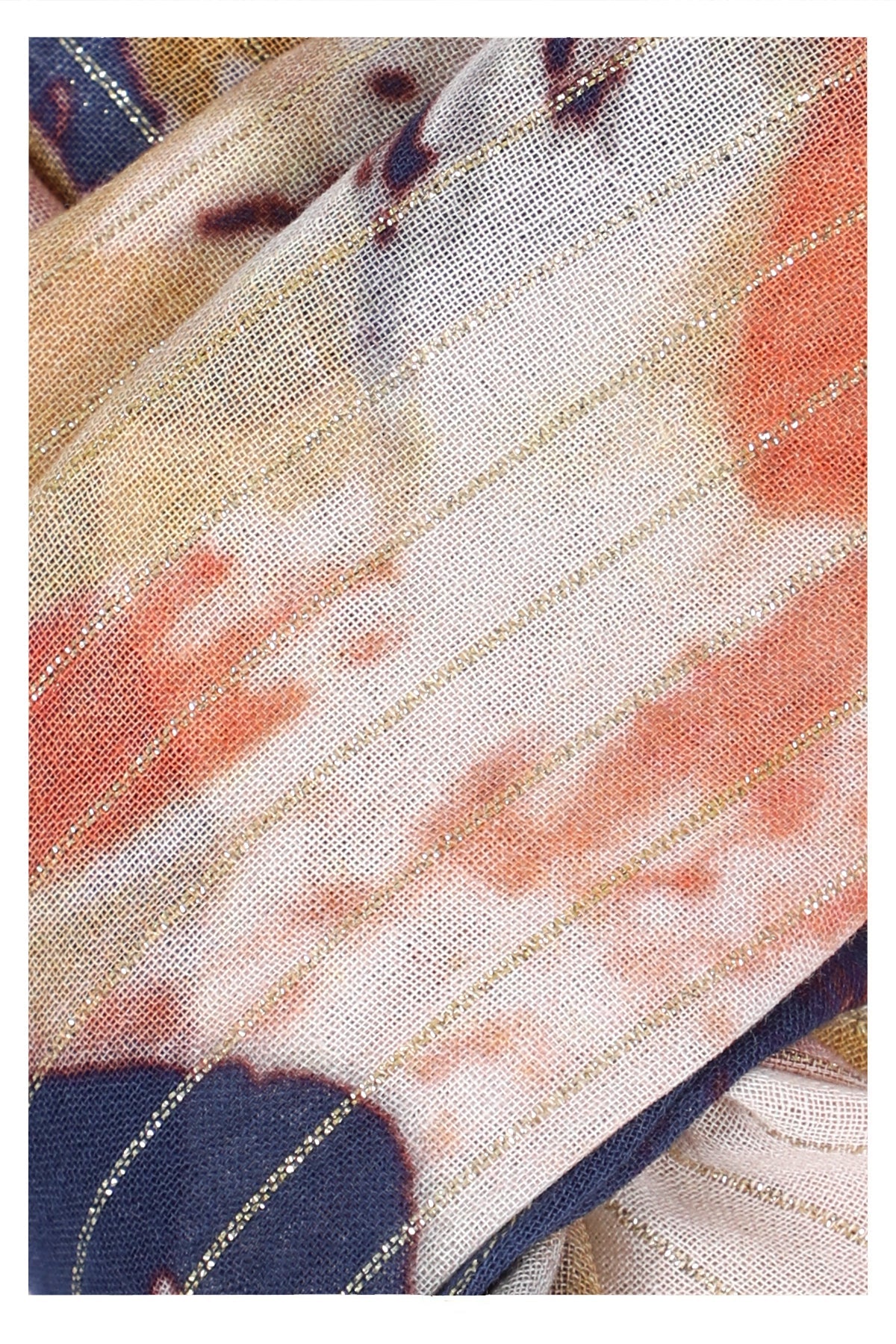 Midnight Bloom Cotton Scarf - Navy