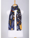Enchanted Forest Wool Scarf - Navy