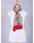 Floral Elegance Wool Scarf - Off-White Red