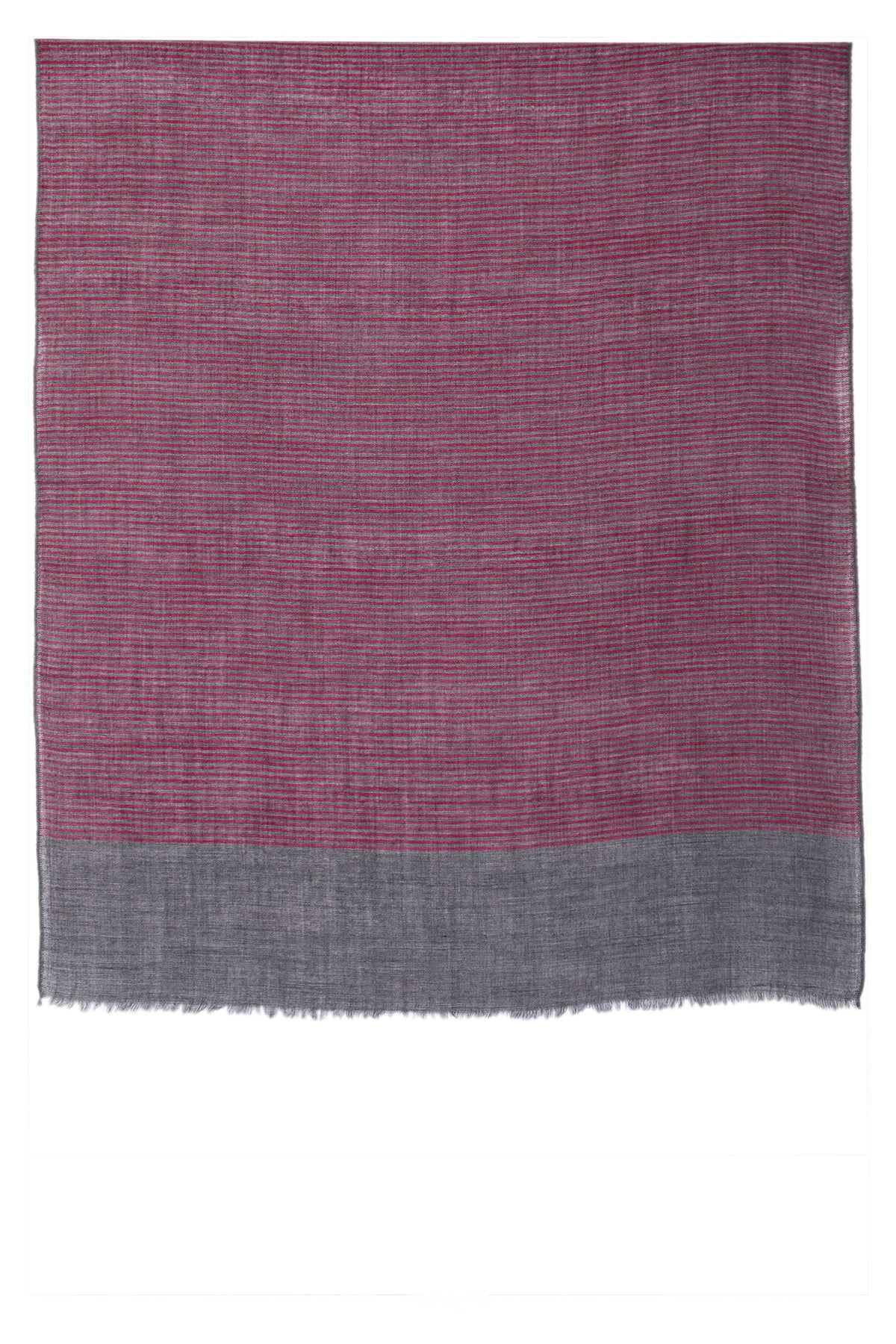 Twilight Stripes Wool Scarf - Grey Maroon