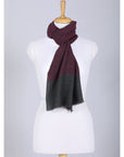Twilight Stripes Wool Scarf - Grey Maroon