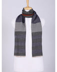Celestial Glow Stripes Wool Scarf - Grey Blue