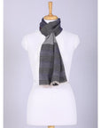 Celestial Glow Stripes Wool Scarf - Grey Blue