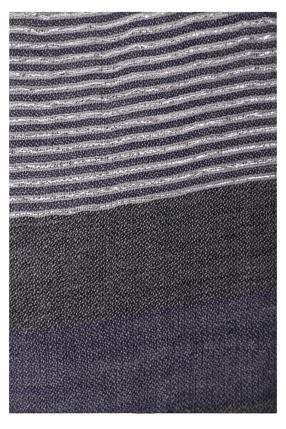 Celestial Glow Stripes Wool Scarf - Grey Blue