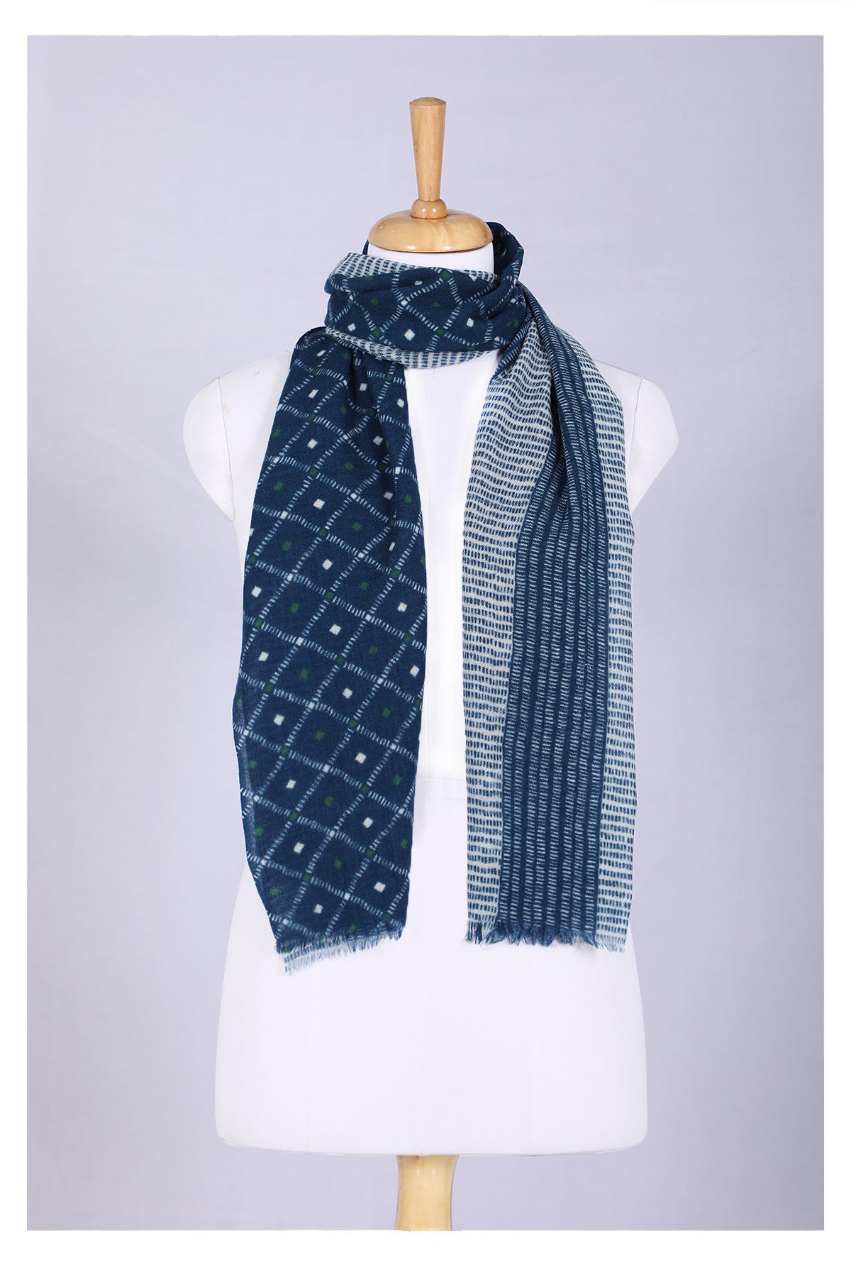 Indigo Elegance Wool Scarf - Blue