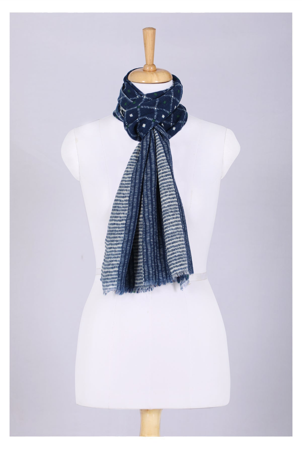 Indigo Elegance Wool Scarf - Blue