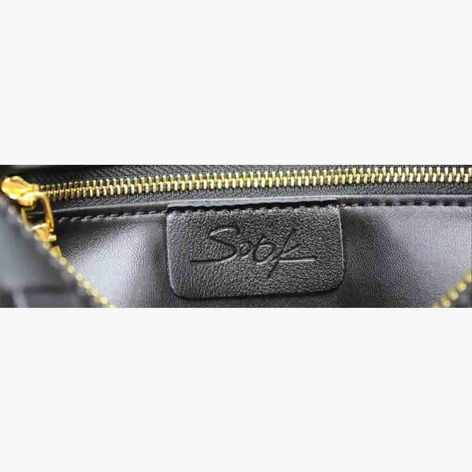 Genuine Leather Woven Style Boxed Pouch Bag