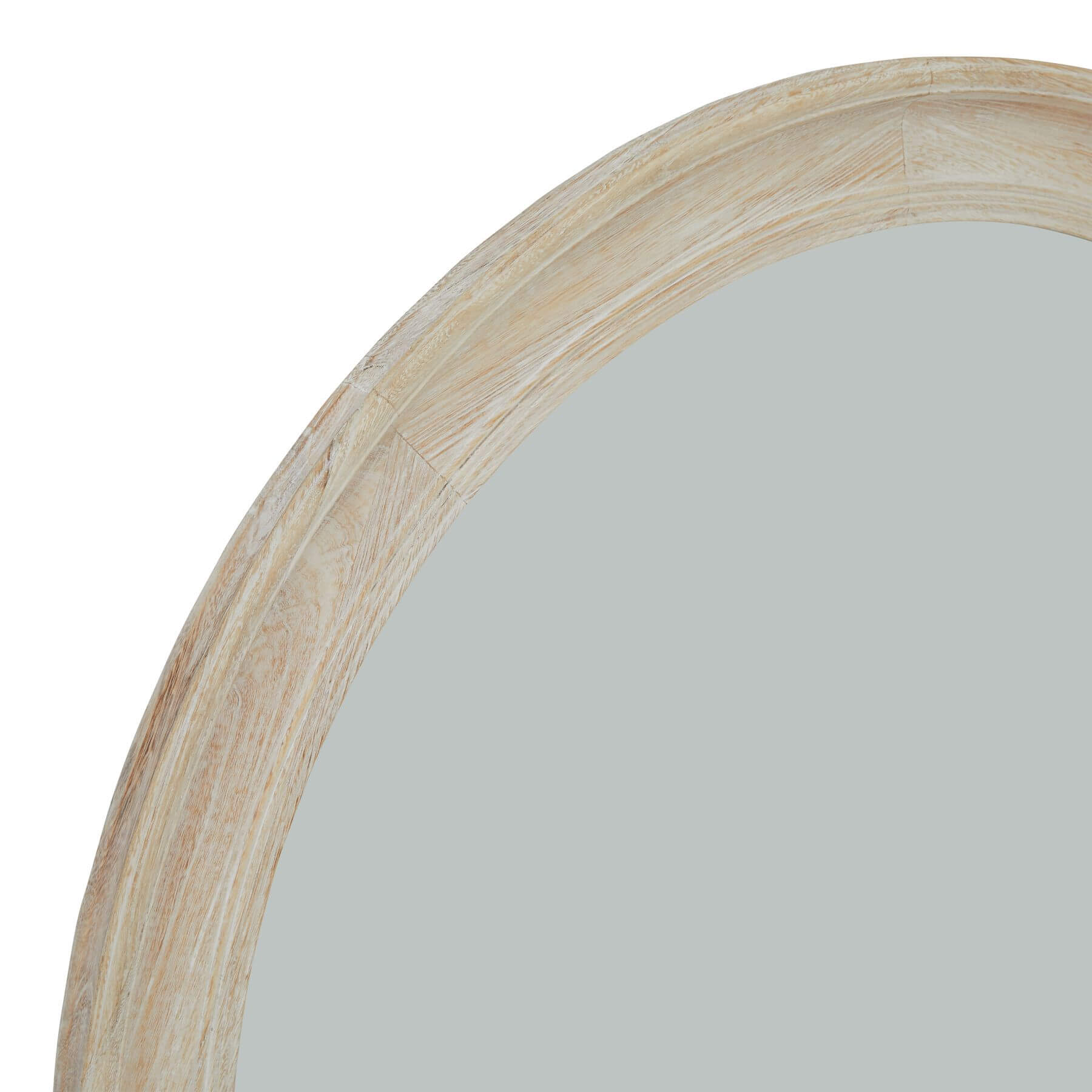 Vintage Round Mirror with Weathered Wood Frame 120cm