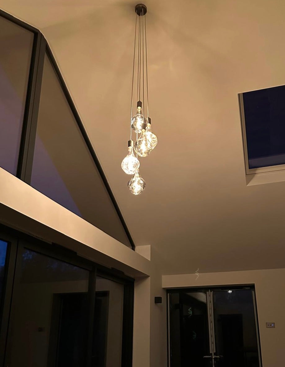 5 Light Cluster Evo Pendant Chandelier | Stairwell &amp; High Ceiling Lighting UK