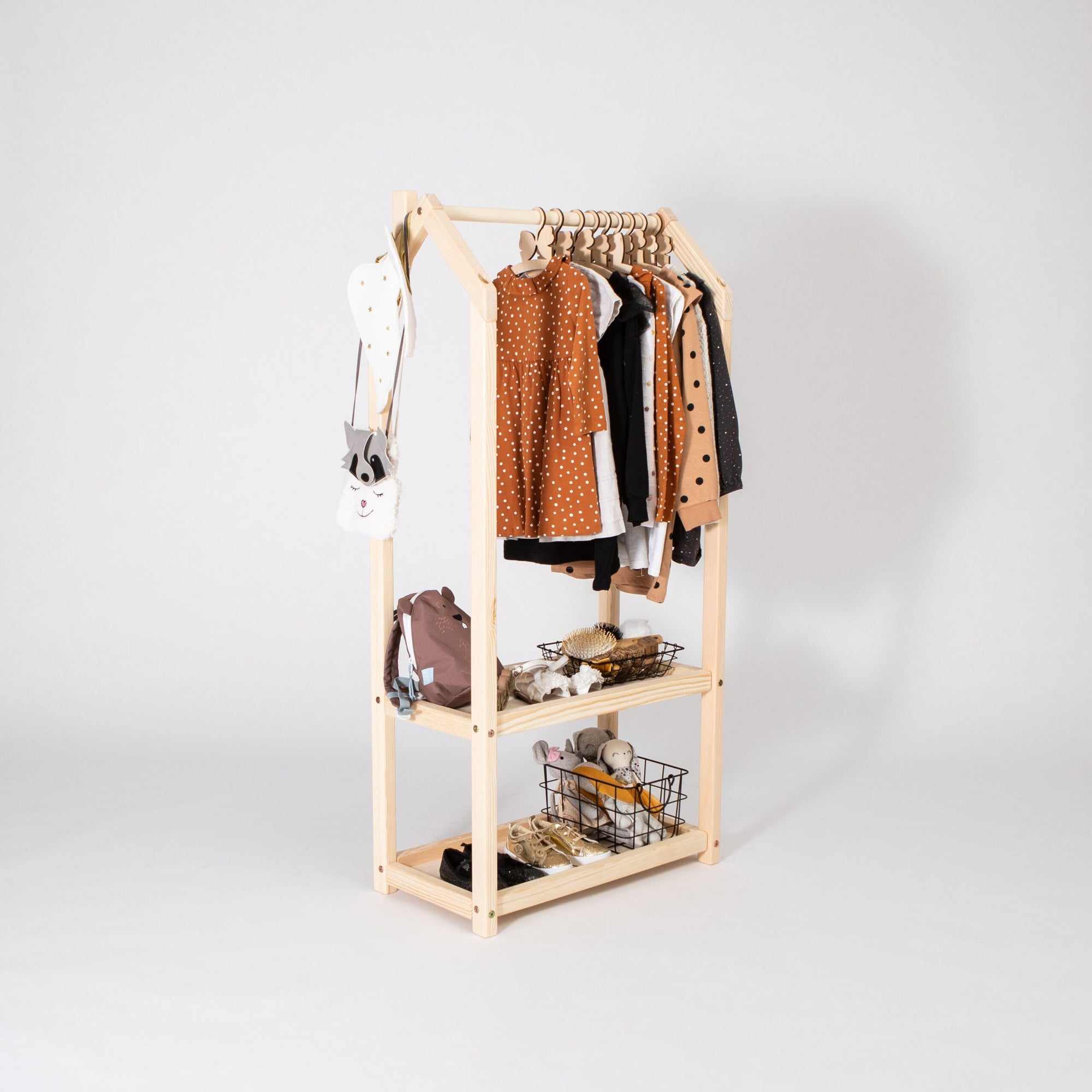 House Shaped Clothes Rack with Storage