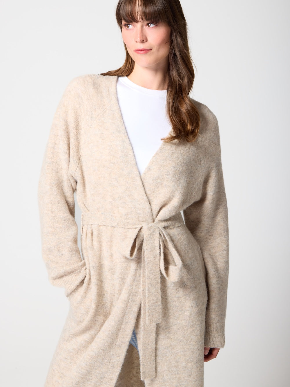 Latte Mix Wool Alpaca Knitted Coatigan