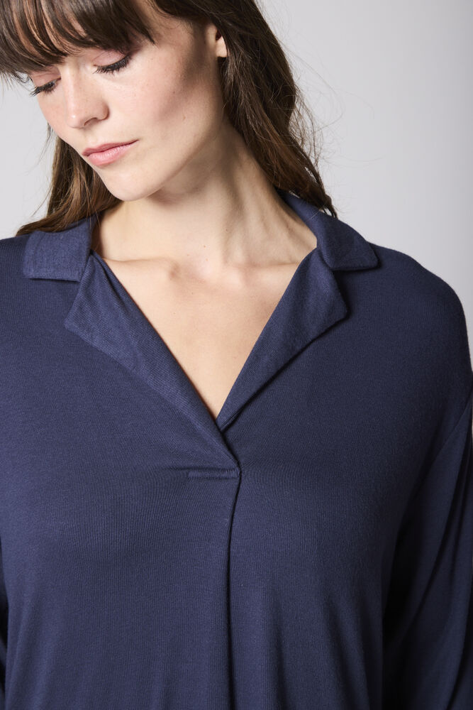 Navy Ribbed Modal Hero shirt and Wide-leg Jogger PJ Set