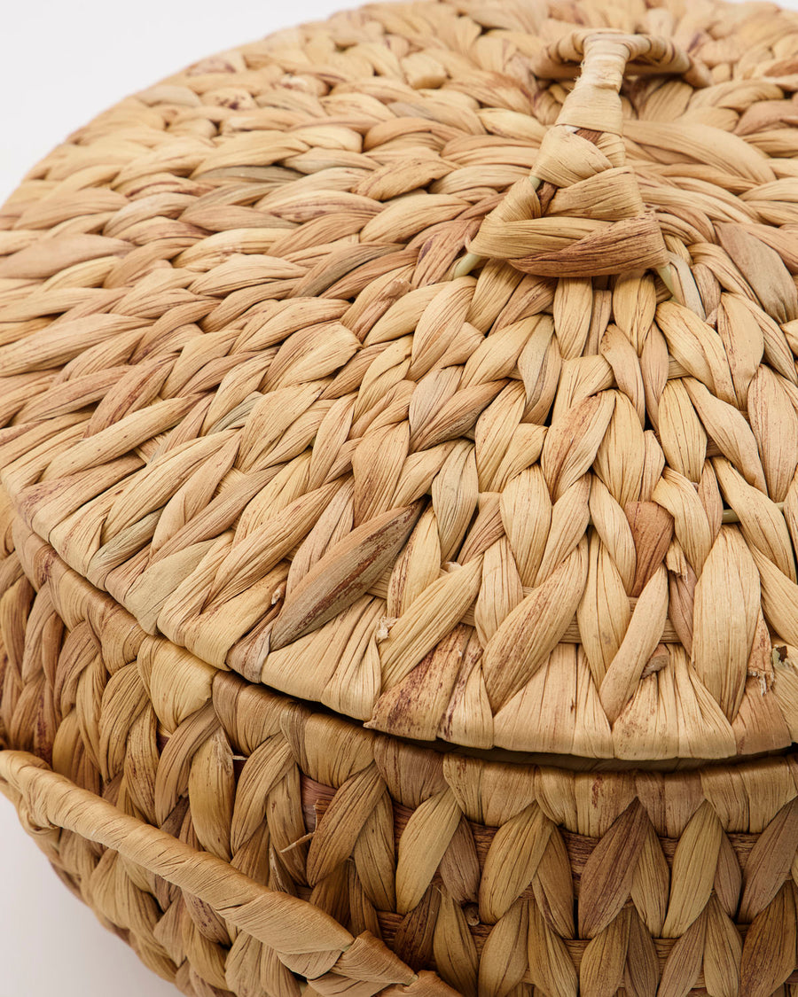 Premium handwoven water hyacinth baskets set of 3, versatile sustainable storage for kitchen hallway living room decor by Ella James at brixbailey.com