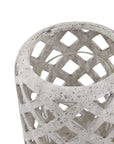 Grey Stone Lattice Hurricane Lantern Small