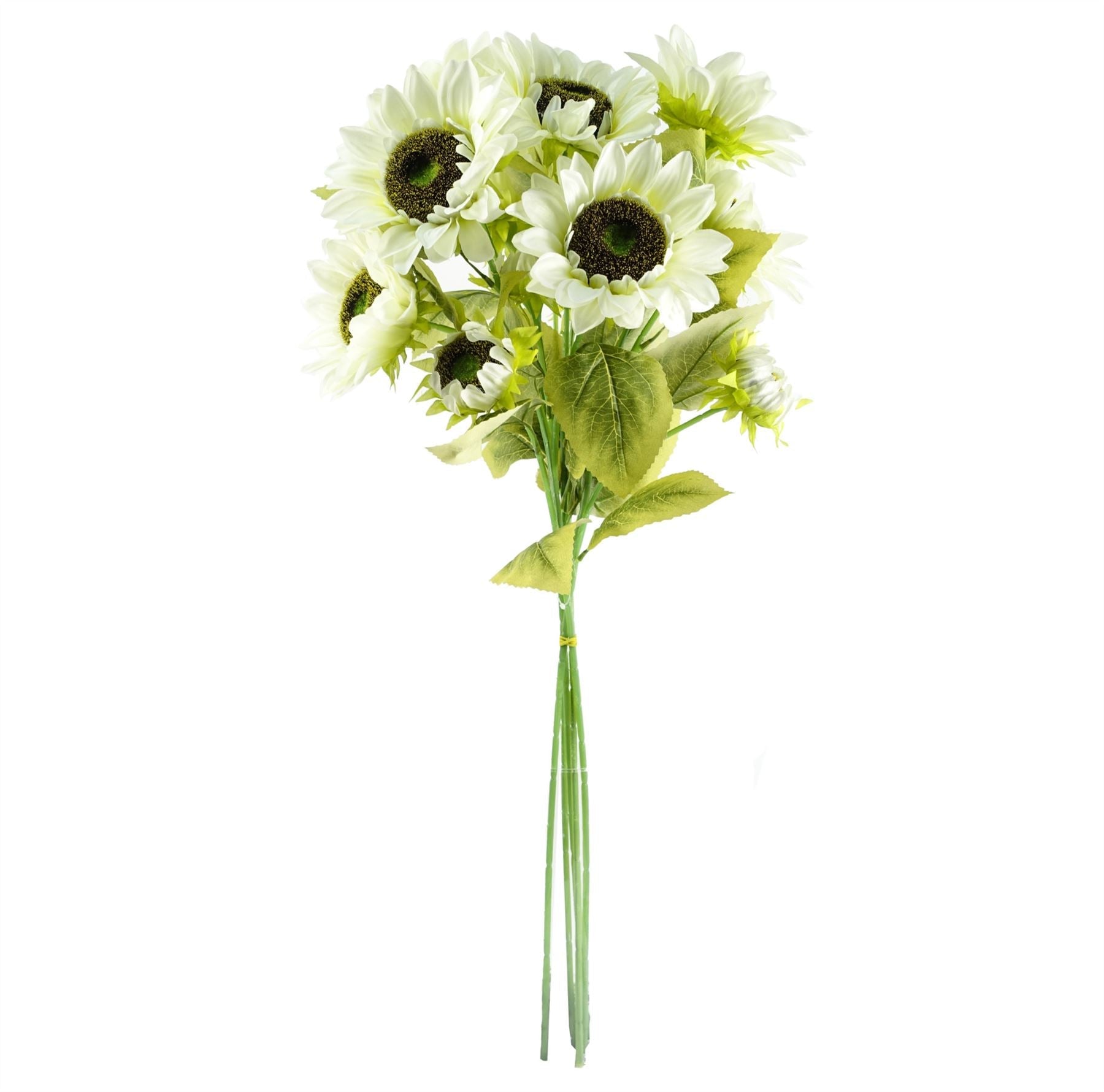 Pack of 6 x Artificial Flowers White Sunflower - 3 heads 88cm-2