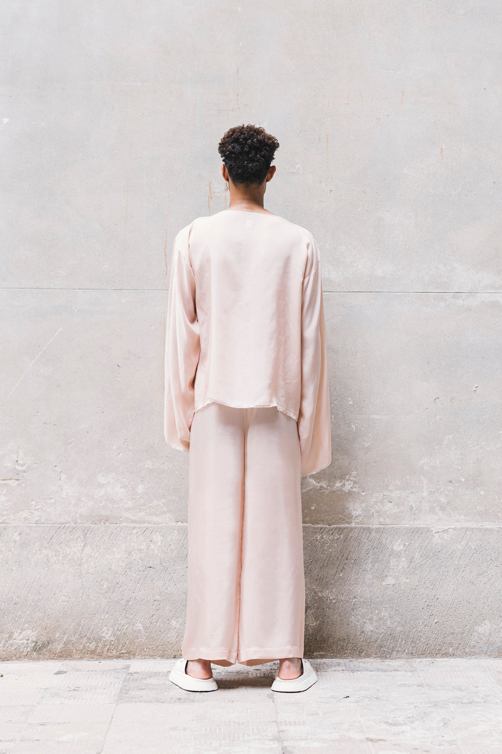 Long Wide Summer Pants in Cyclamen and Powder Pink