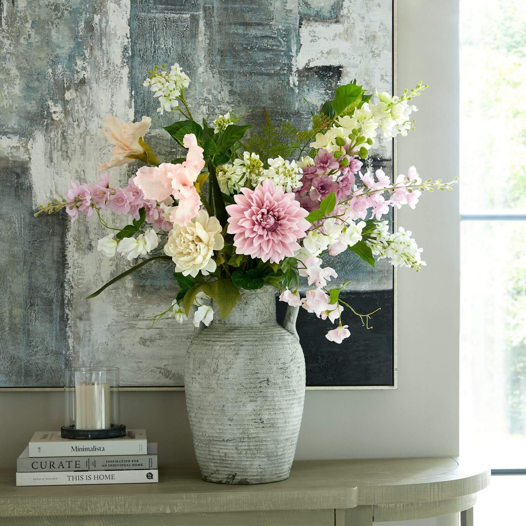Handcrafted Stone Amphora Pot Athena Style