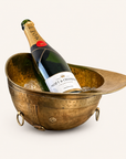 Solid Antique Brass Polo Helmet Champagne Ice Bucket | Wine Cooler