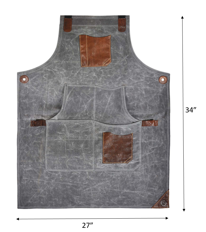 Fremont Leather Canvas Utility Apron for Work &amp; Craft